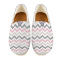 Pink White And Grey Chevron Print Casual Shoes