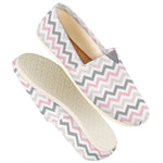 Pink White And Grey Chevron Print Casual Shoes