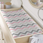 Pink White And Grey Chevron Print Changing Pad Cover