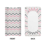 Pink White And Grey Chevron Print Changing Pad Cover