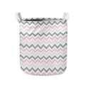 Pink White And Grey Chevron Print Collapsible Laundry Basket