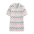 Pink White And Grey Chevron Print Cotton Hawaiian Shirt