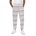 Pink White And Grey Chevron Print Cotton Sweatpants