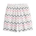 Pink White And Grey Chevron Print Cotton Shorts