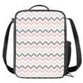 Pink White And Grey Chevron Print Crossbody Lunch Bag