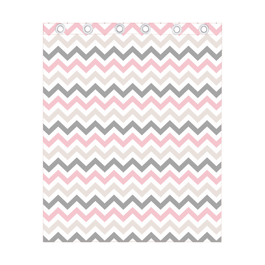 Pink White And Grey Chevron Print Curtain