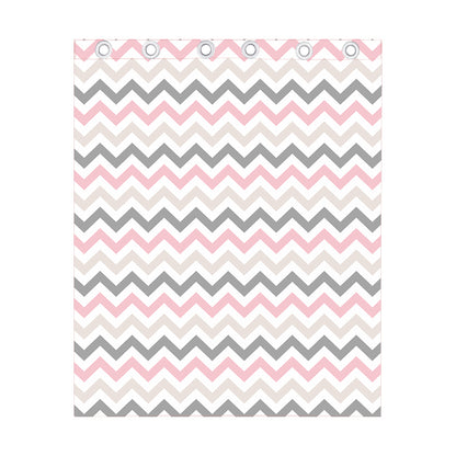 Pink White And Grey Chevron Print Curtain