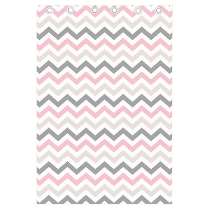 Pink White And Grey Chevron Print Curtain