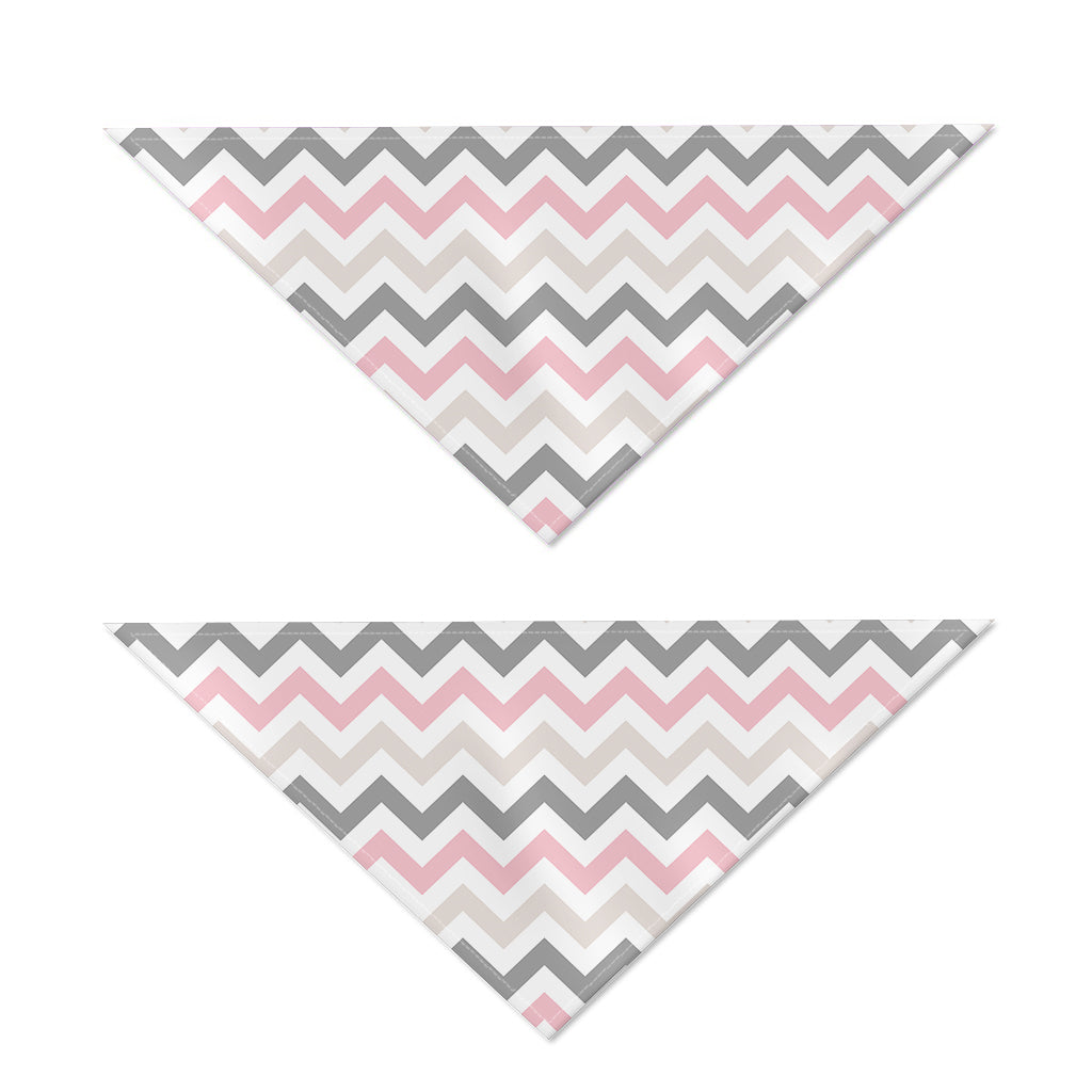 Pink White And Grey Chevron Print Dog Bandana