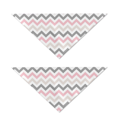 Pink White And Grey Chevron Print Dog Bandana