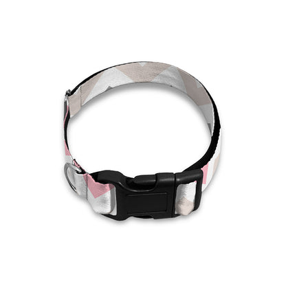 Pink White And Grey Chevron Print Dog Collar