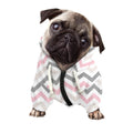 Pink White And Grey Chevron Print Dog Zip Up Hoodie