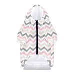 Pink White And Grey Chevron Print Dog Zip Up Hoodie