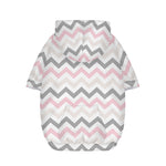 Pink White And Grey Chevron Print Dog Zip Up Hoodie