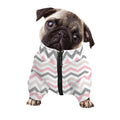 Pink White And Grey Chevron Print Dog Zip Up Jacket