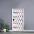 Pink White And Grey Chevron Print Door Sticker