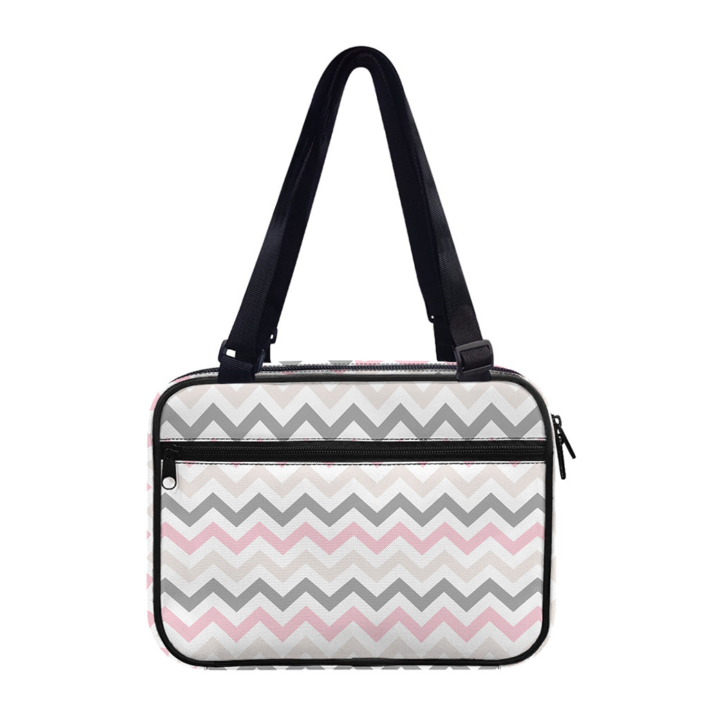 Pink White And Grey Chevron Print Double Strap Bible Bag