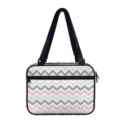 Pink White And Grey Chevron Print Double Strap Bible Bag