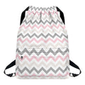 Pink White And Grey Chevron Print Drawstring Backpack