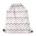 Pink White And Grey Chevron Print Drawstring Bag