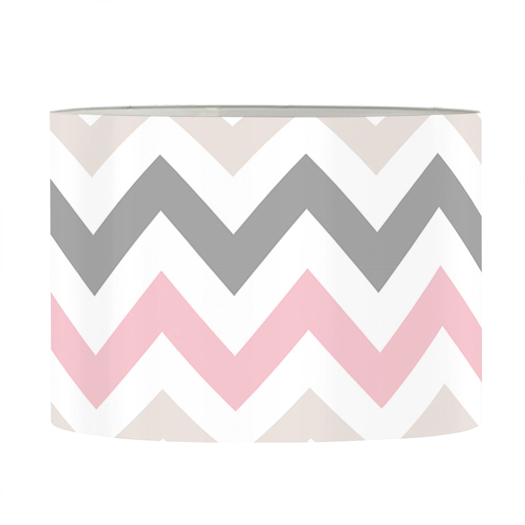 Pink White And Grey Chevron Print Drum Lamp Shade