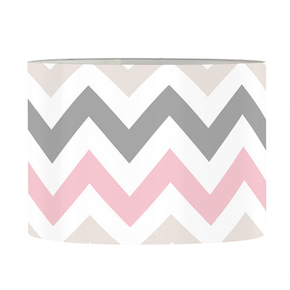 Pink White And Grey Chevron Print Drum Lamp Shade
