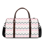 Pink White And Grey Chevron Print Duffle Bag