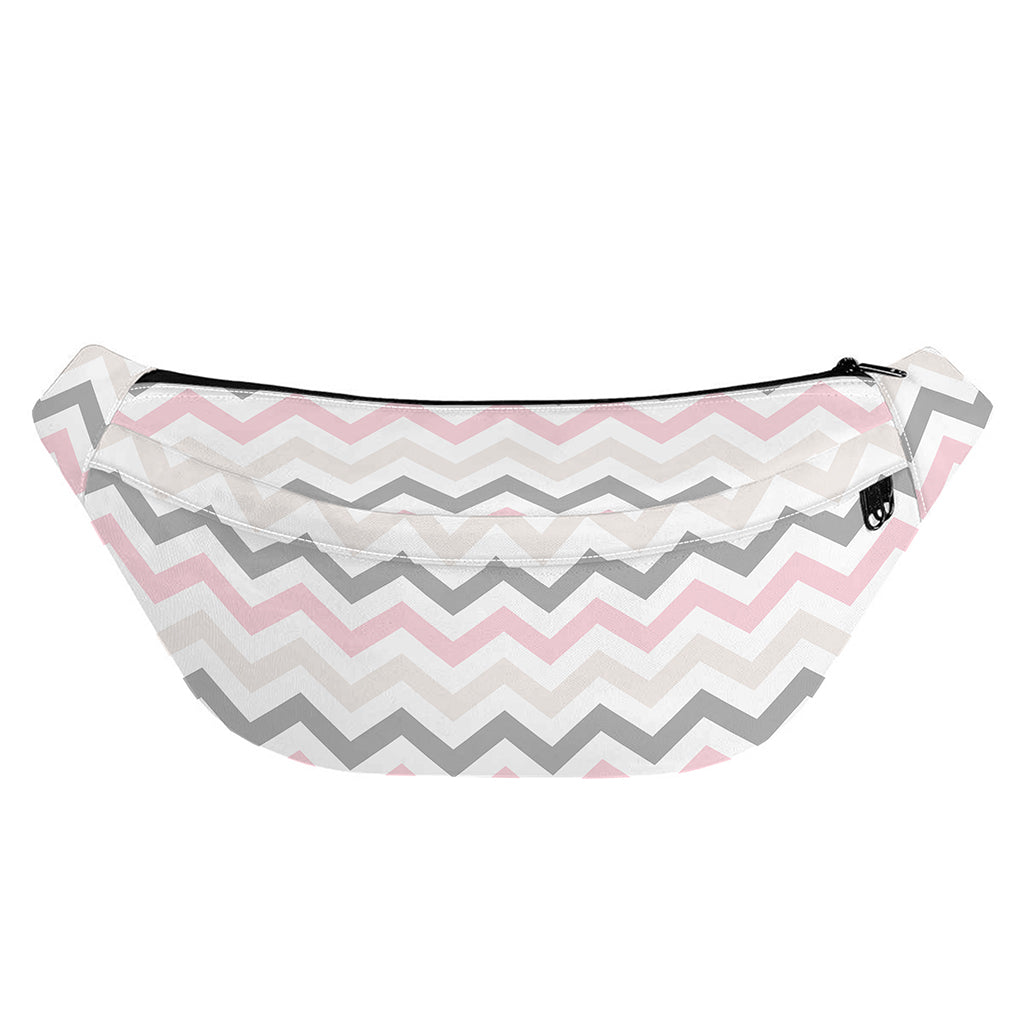 Pink White And Grey Chevron Print Fanny Pack