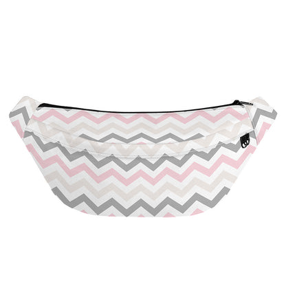 Pink White And Grey Chevron Print Fanny Pack