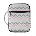 Pink White And Grey Chevron Print Front Pocket Bible Bag