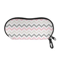 Pink White And Grey Chevron Print Glasses Case