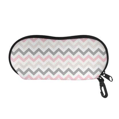 Pink White And Grey Chevron Print Glasses Case