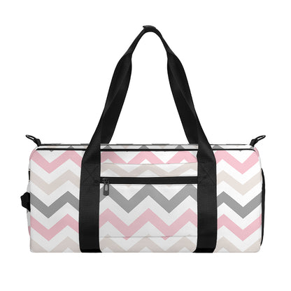 Pink White And Grey Chevron Print Gym Bag