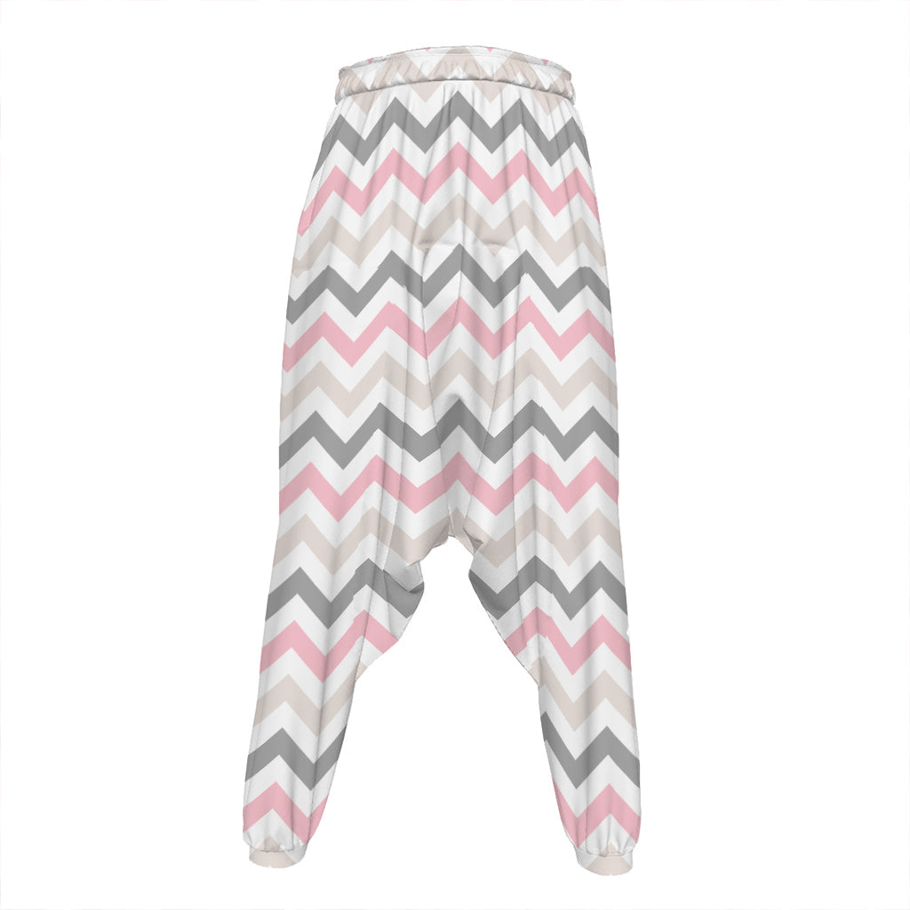 Pink White And Grey Chevron Print Hammer Pants