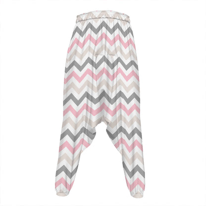 Pink White And Grey Chevron Print Hammer Pants