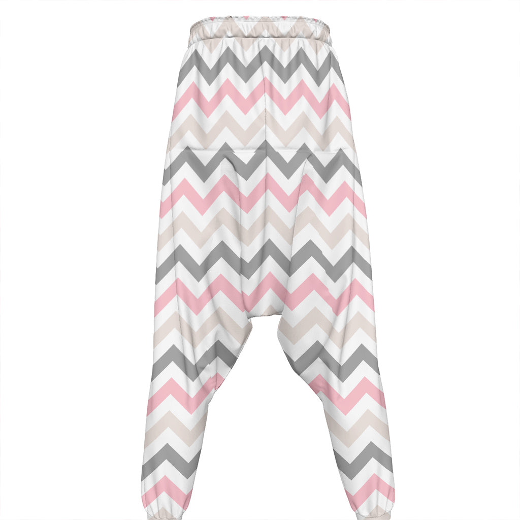 Pink White And Grey Chevron Print Hammer Pants