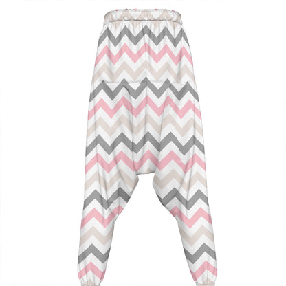 Pink White And Grey Chevron Print Hammer Pants