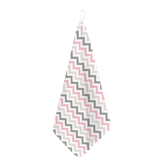 Pink White And Grey Chevron Print Hand Towel