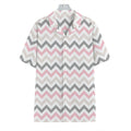 Pink White And Grey Chevron Print Hawaiian Shirt