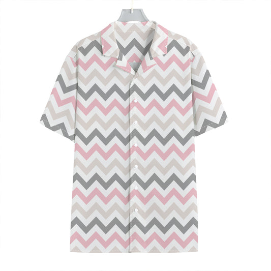Pink White And Grey Chevron Print Hawaiian Shirt