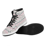 Pink White And Grey Chevron Print High Top Leather Sneakers