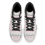 Pink White And Grey Chevron Print High Top Leather Sneakers