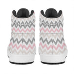 Pink White And Grey Chevron Print High Top Leather Sneakers