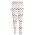 Pink White And Grey Chevron Print High-Waisted Pocket Leggings