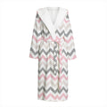 Pink White And Grey Chevron Print Hooded Bathrobe