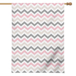 Pink White And Grey Chevron Print House Flag