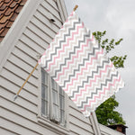 Pink White And Grey Chevron Print House Flag
