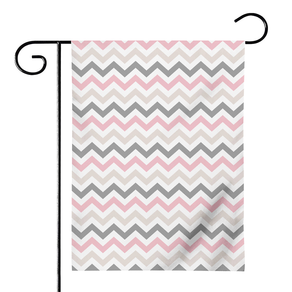 Pink White And Grey Chevron Print House Flag