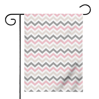 Pink White And Grey Chevron Print House Flag
