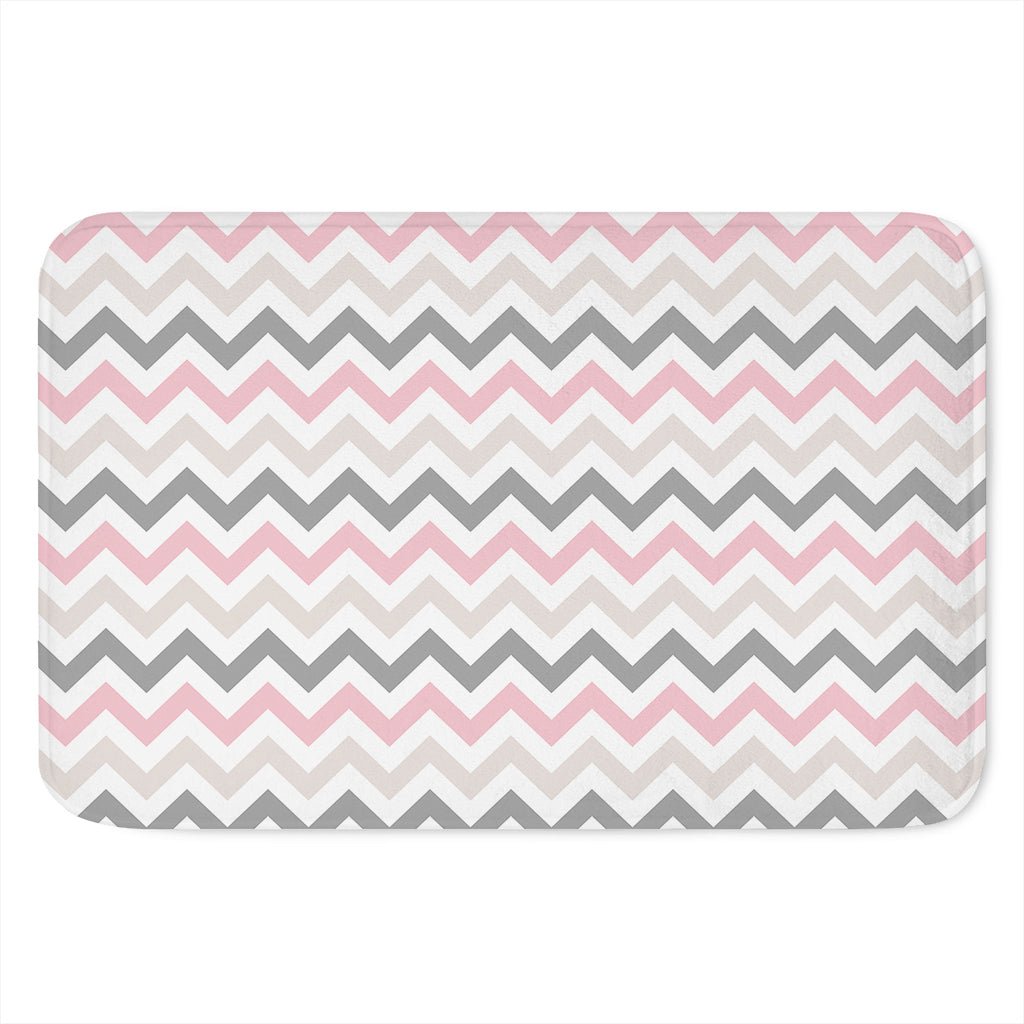 Pink White And Grey Chevron Print Indoor Door Mat